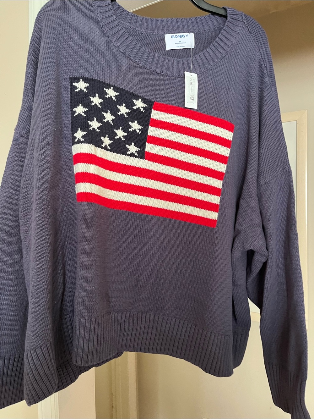 Old Navy Women's Flag Knit Sweater Slate Blue- NWT
